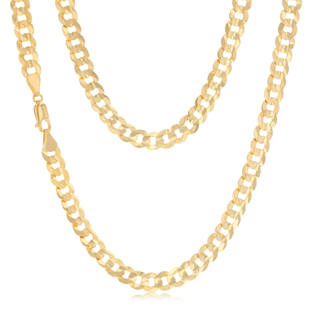 9ct Yellow Gold Silver Filled Curb Concave Lightweight 150 Gauge 55cm Chain