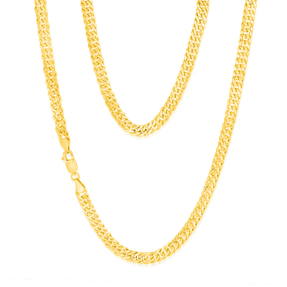 9ct Yellow Gold Silver Filled Double Concave 120 Gauge Curb 55cm Chain