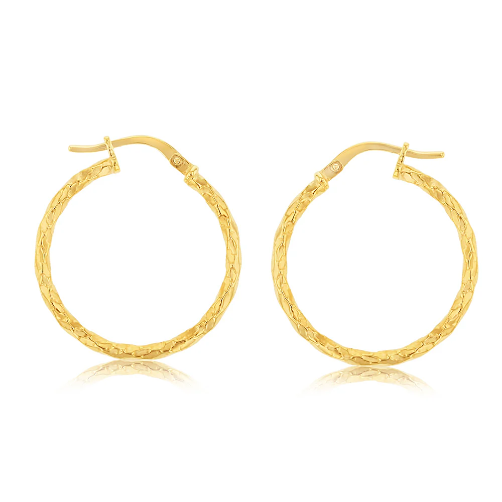 9ct Yellow Gold Silver Filled Fancy Twisted 20mm Earrings