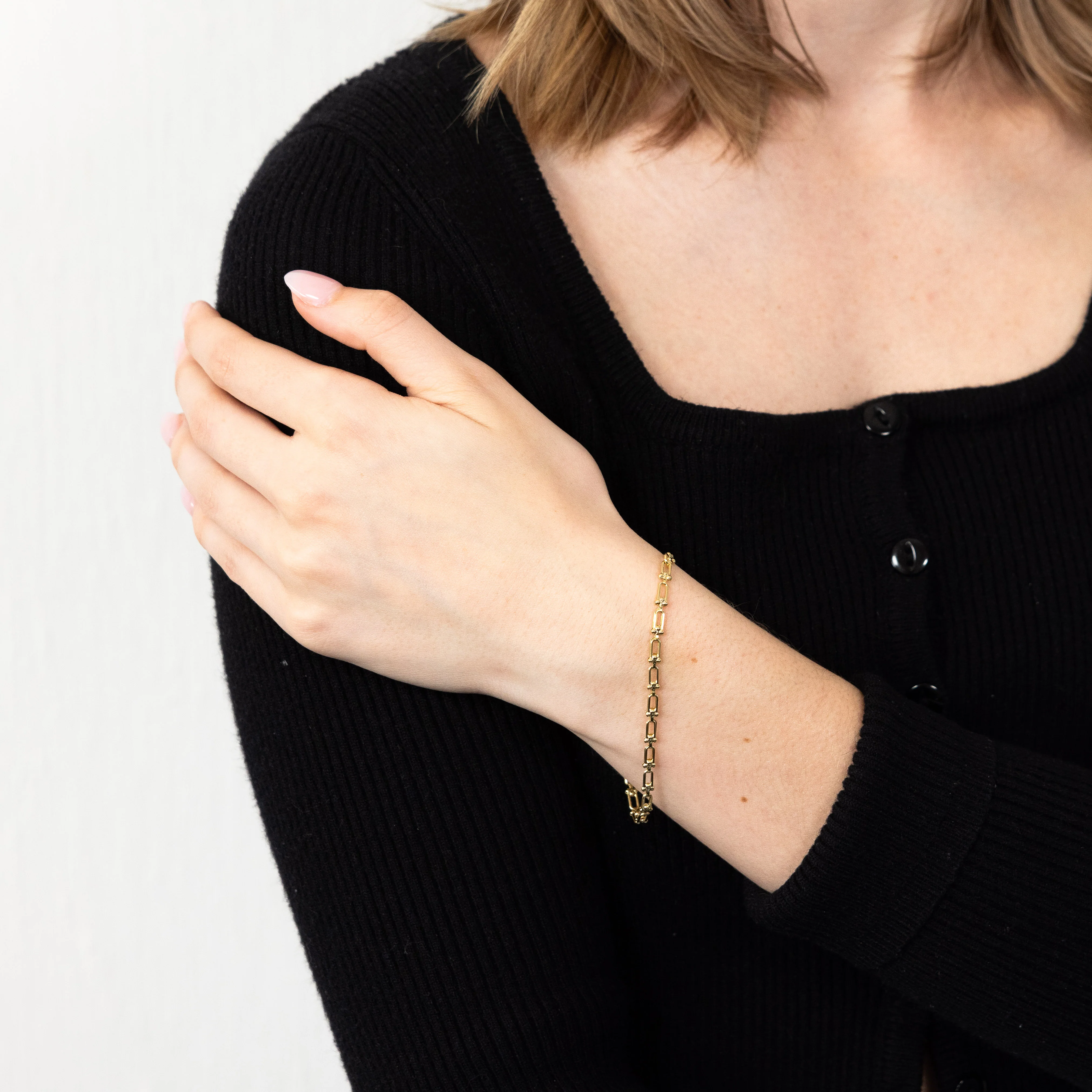 9ct Yellow Gold Silver Filled Fancy19cm Bracelet - Image 3
