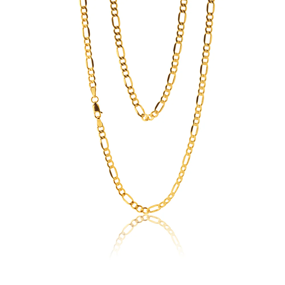 9ct Yellow Gold Silver Filled Figaro 100 Gauge 55cm Chain