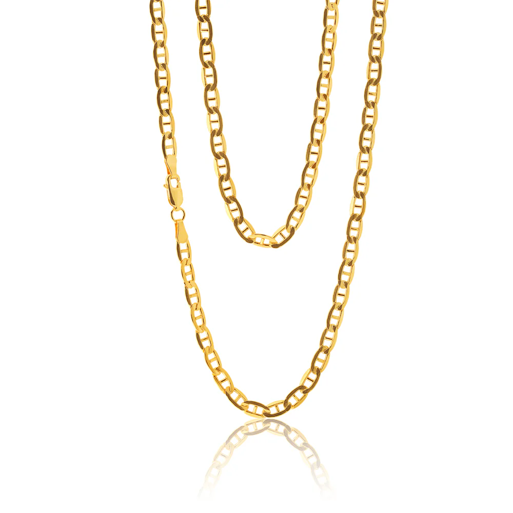 9ct Yellow Gold Silver Filled Flat Anchor 100 Gauge 55cm Chain
