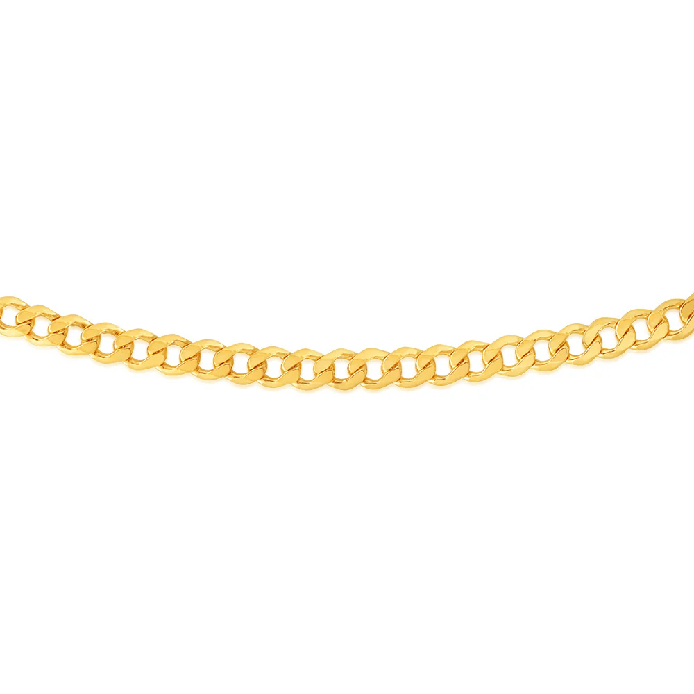 9ct Yellow Gold Silver Filled Flat Curb 200 Gauge 55cm 9SS Chain