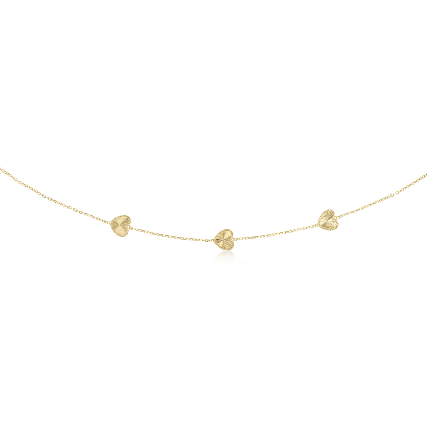 9ct Yellow Gold Silver Filled Heart 45cm Necklace - Image 2