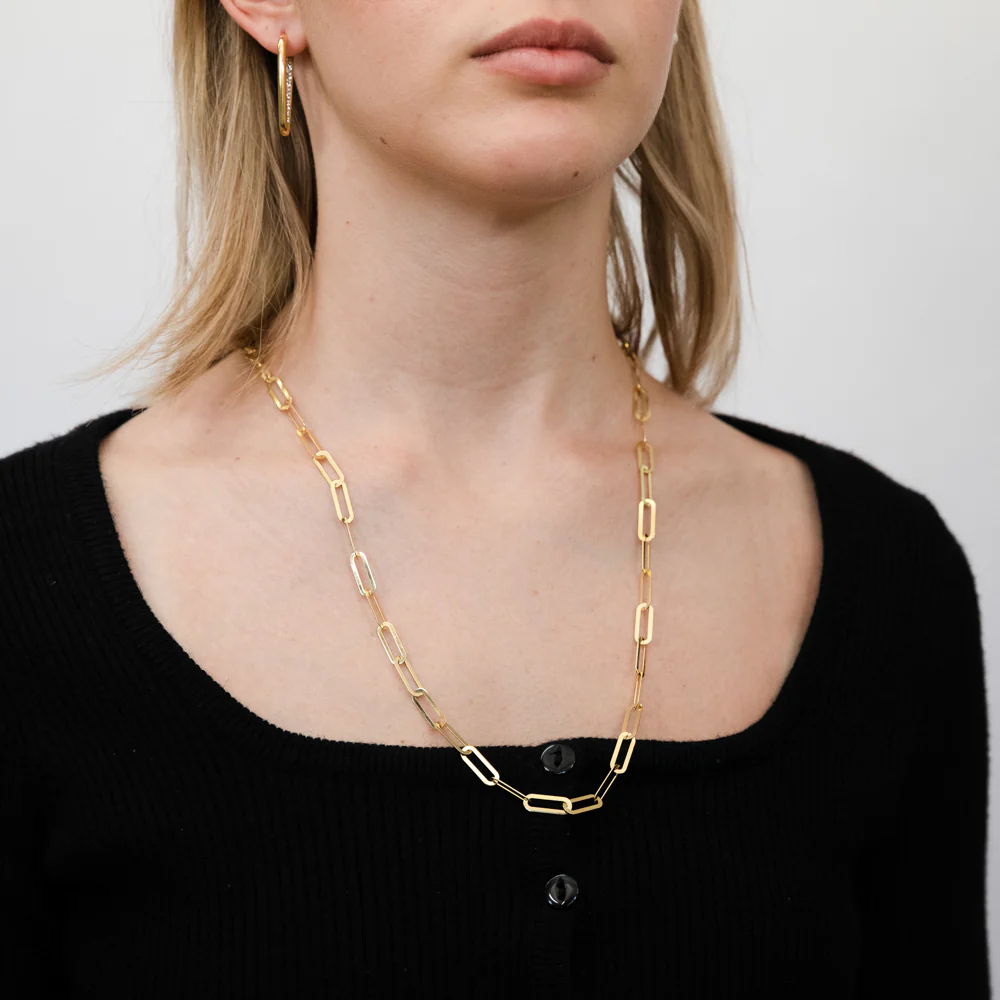 9ct Yellow Gold Silver Filled Paperclip 60cm Chain - Image 3