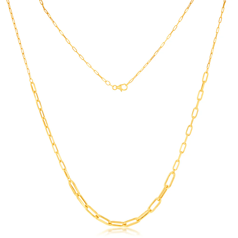 9ct Yellow Gold Silver Filled Paperclip 60cm Chain