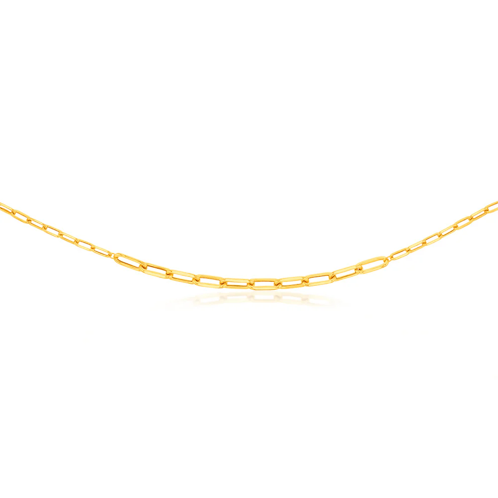 9ct Yellow Gold Silver Filled Paperclip 60cm Chain - Image 2