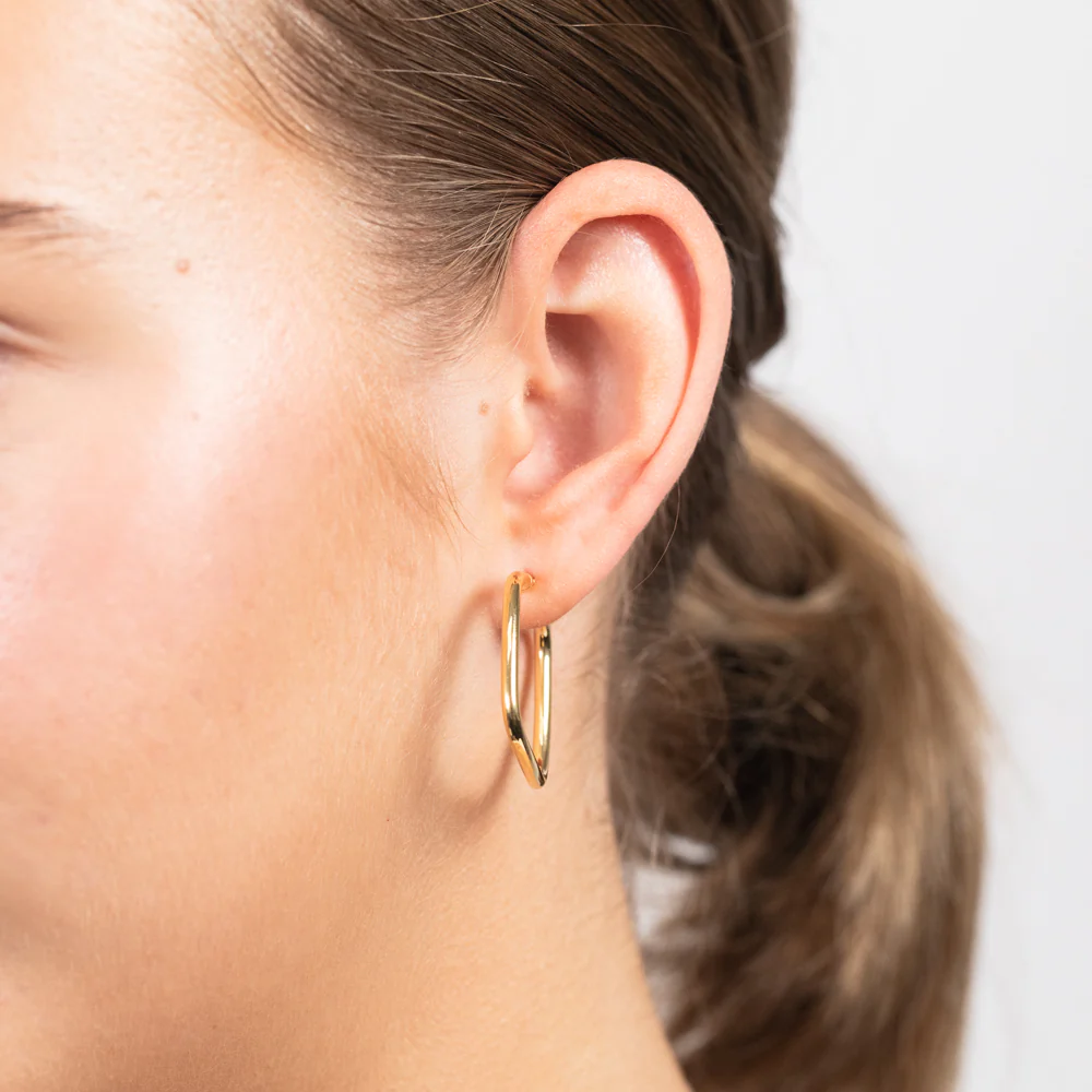 9ct Yellow Gold Silver Filled Square 20mm Hoop Earrings - Image 2