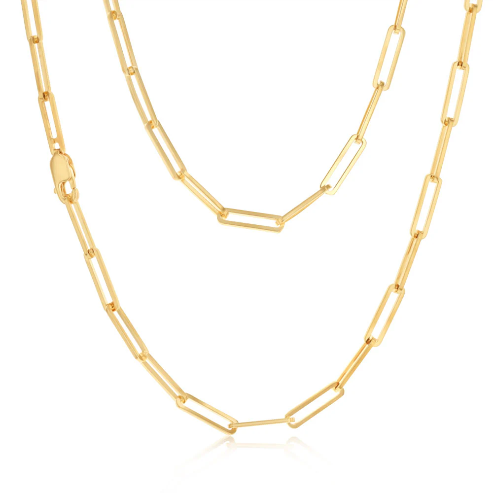 9ct Yellow Gold Silver Filled Thin Paperclip 45cm Chain