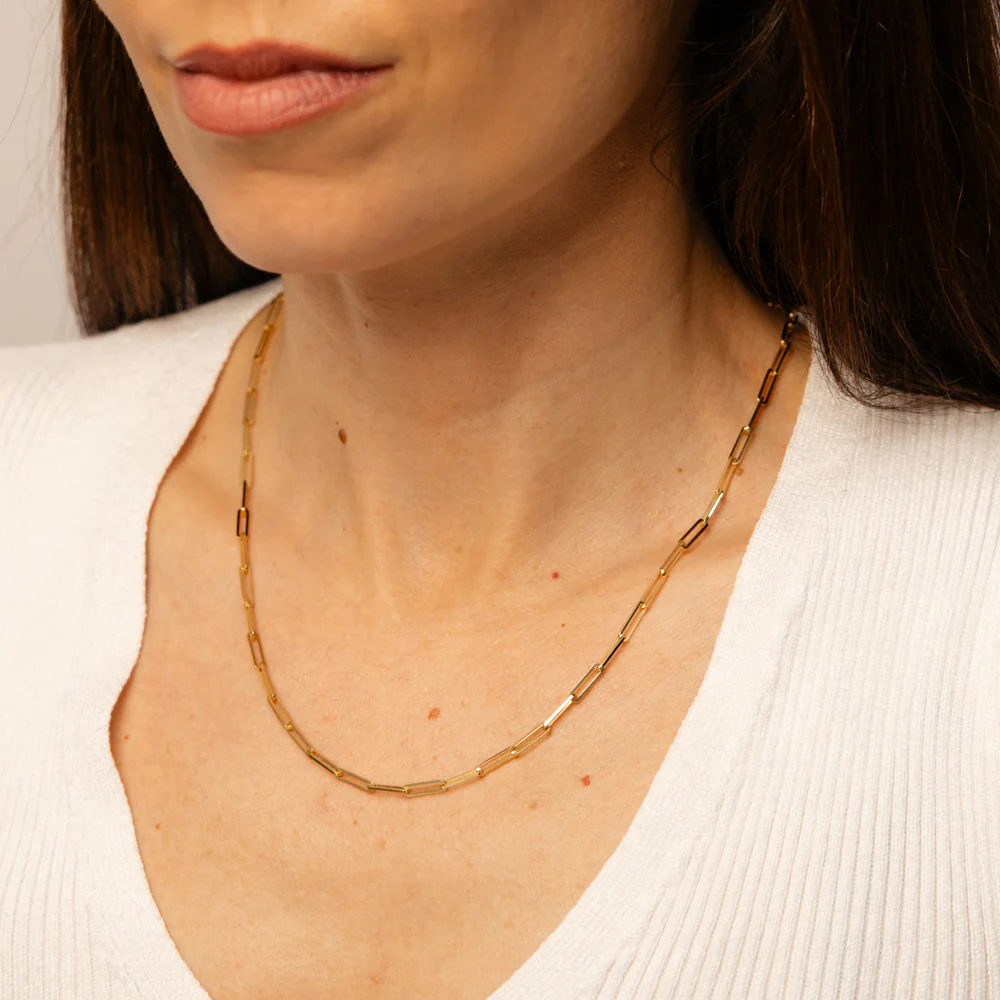 9ct Yellow Gold Silver Filled Thin Paperclip 45cm Chain - Image 2