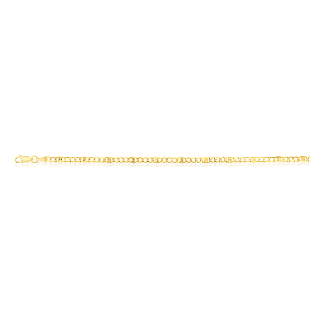 9ct Yellow Gold Silverfilled 1:3 Curb +Anch 80 Gauge 19cm Bracelet - Image 3