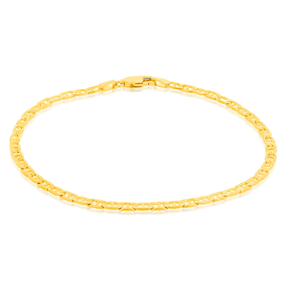 9ct Yellow Gold Silverfilled Anchor 80 Gauge 19cm Bracelet