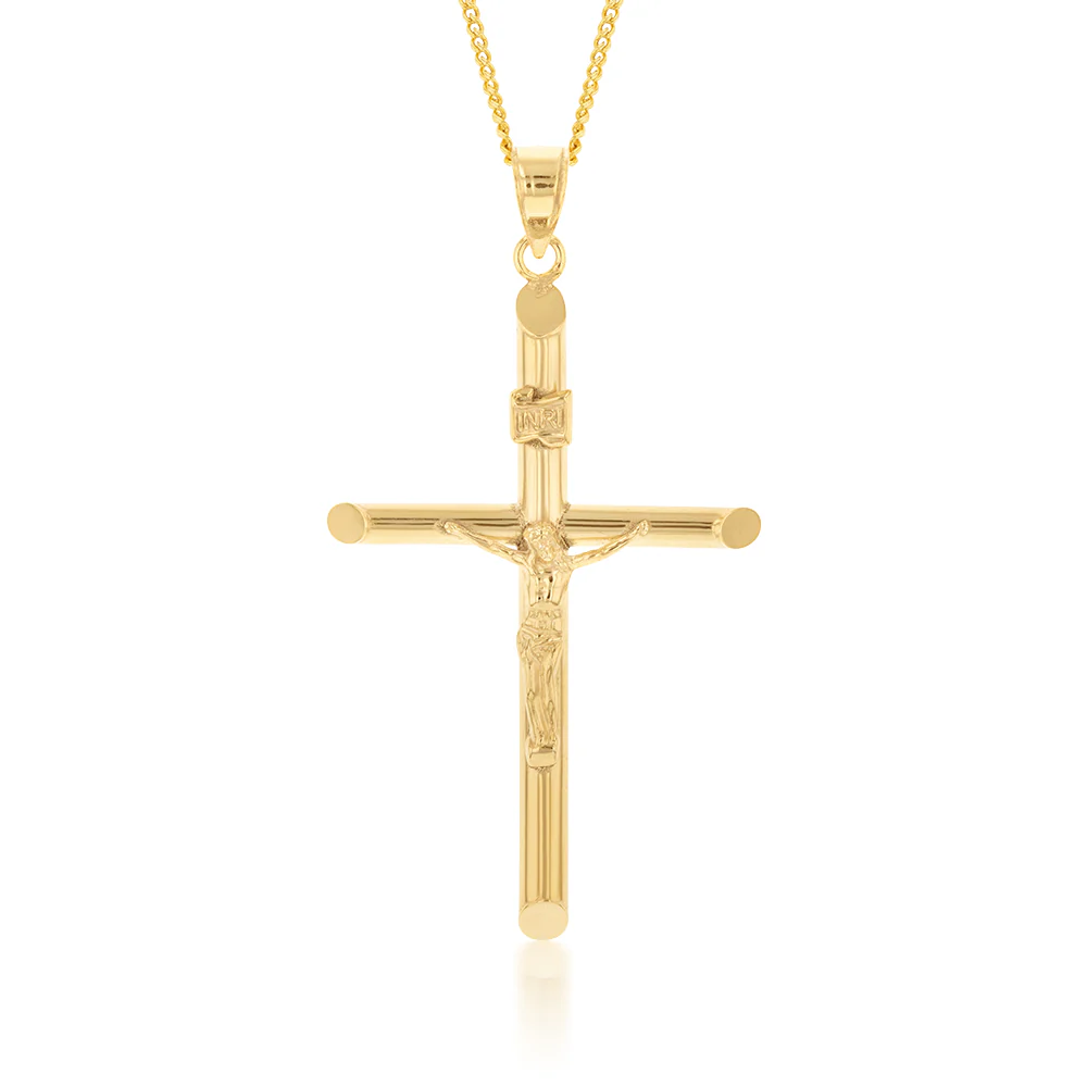 9ct Yellow Gold Silverfilled Crucifix Pendant