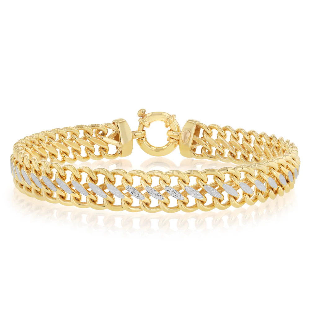 9ct Yellow Gold Silverfilled Dicut Mesh 19cm Bracelet