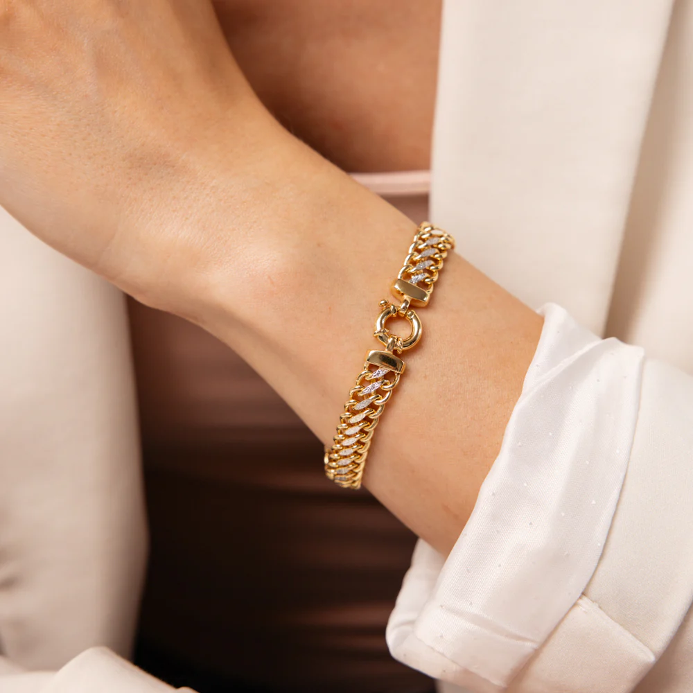 9ct Yellow Gold Silverfilled Dicut Mesh 19cm Bracelet - Image 4
