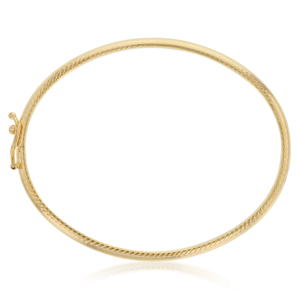 9ct Yellow Gold Silverfilled Dicut Tube Baby Bangle - Image 2
