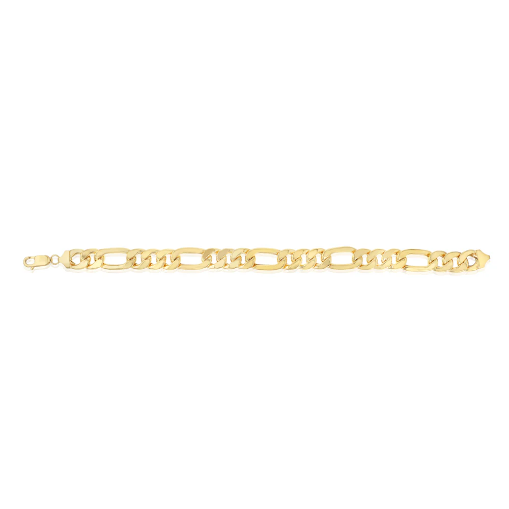 9ct Yellow Gold Silverfilled Figaro 21cm Bracelet - Image 2