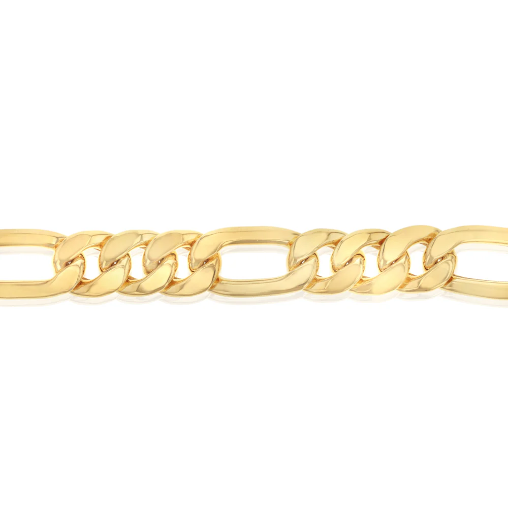 9ct Yellow Gold Silverfilled Figaro 23cm Bracelet - Image 3