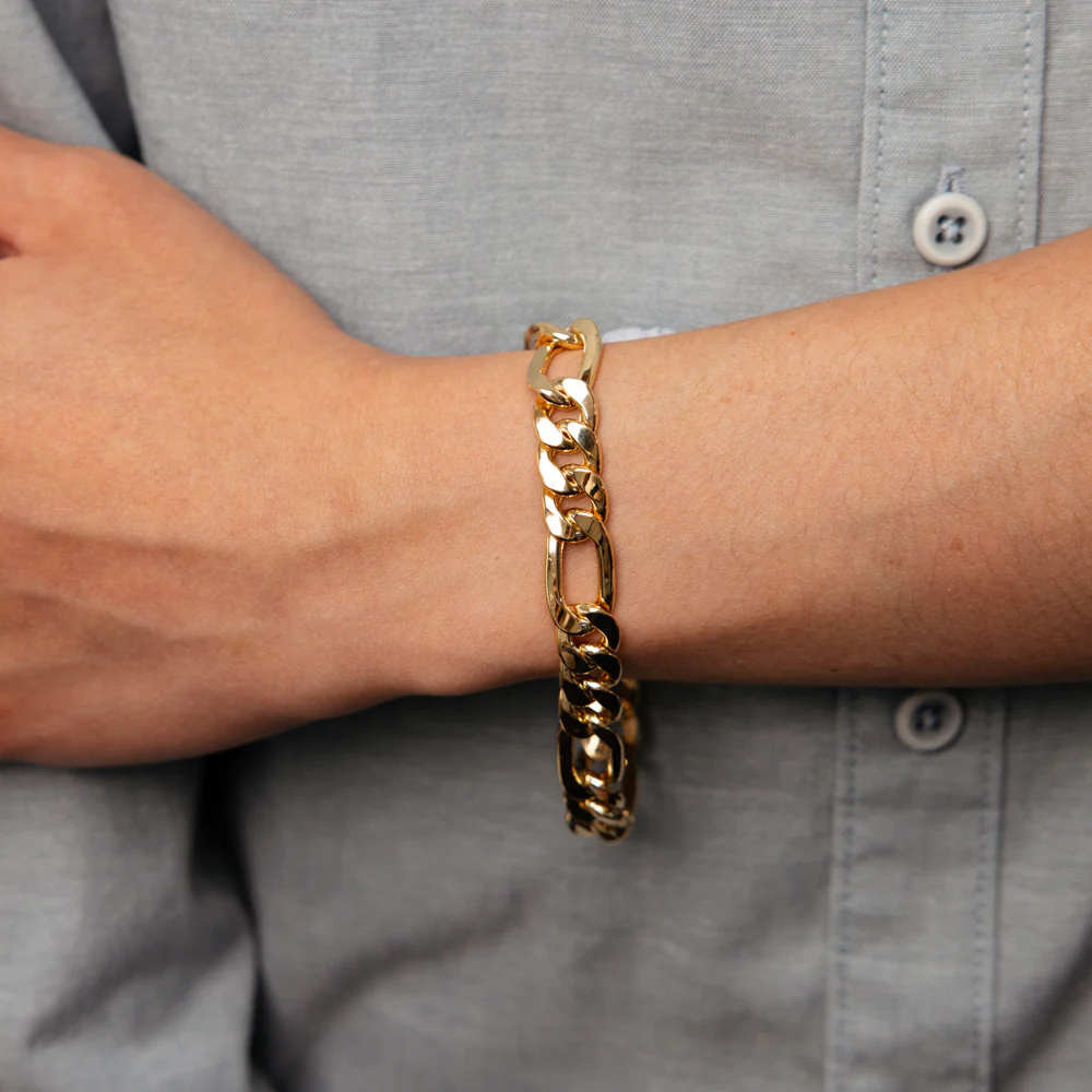 9ct Yellow Gold Silverfilled Figaro 23cm Bracelet - Image 4