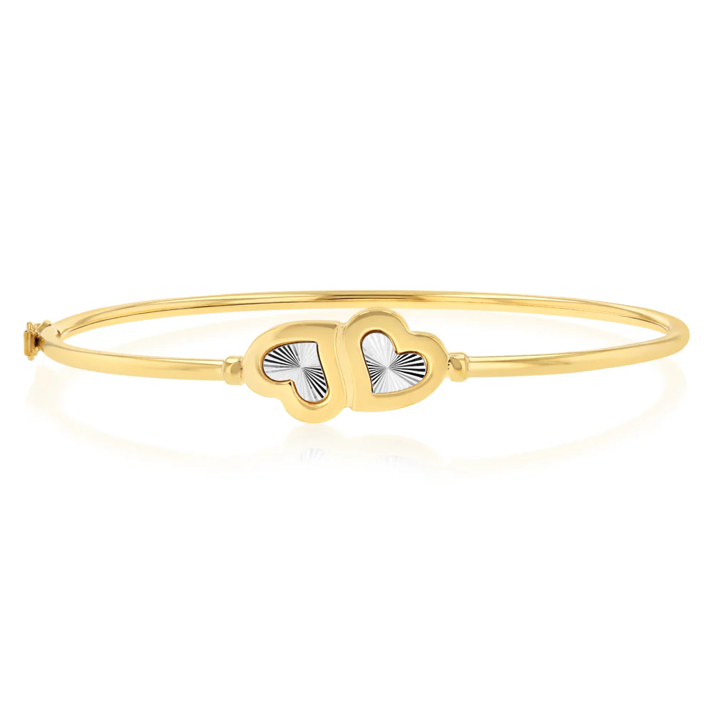 9ct Yellow Gold Silverfilled Heart Bangle