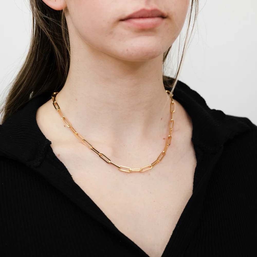 9ct Yellow Gold Silverfilled Paperclip 45cm Chain - Image 4