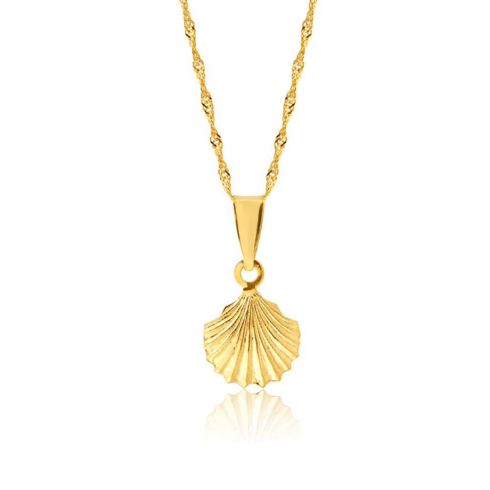9ct Yellow Gold Silverfilled Shell Pendant with 20 gauge 45cm Chain - Image 2