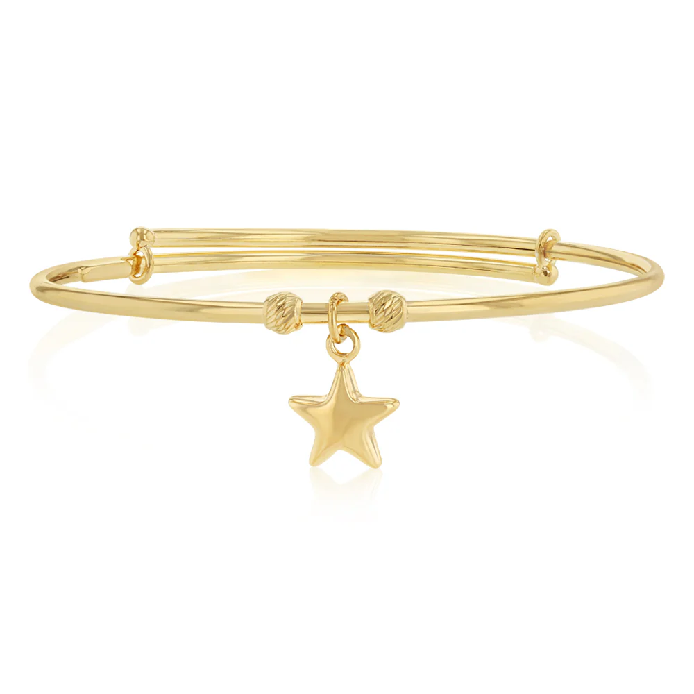 9ct Yellow Gold Silverfilled Star Baby Bangle