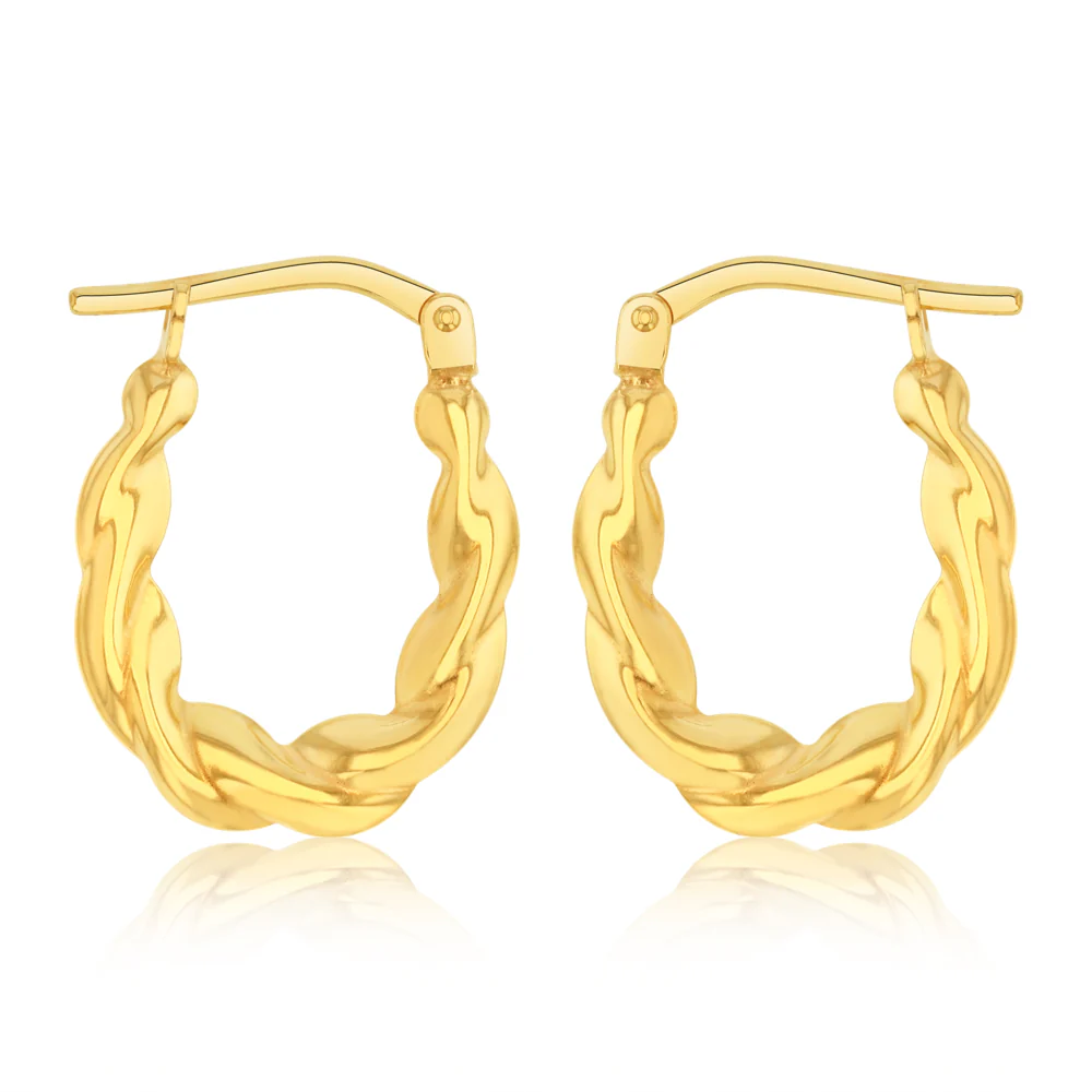 9ct Yellow Gold Silverfilled Twisted Hoop Earrings