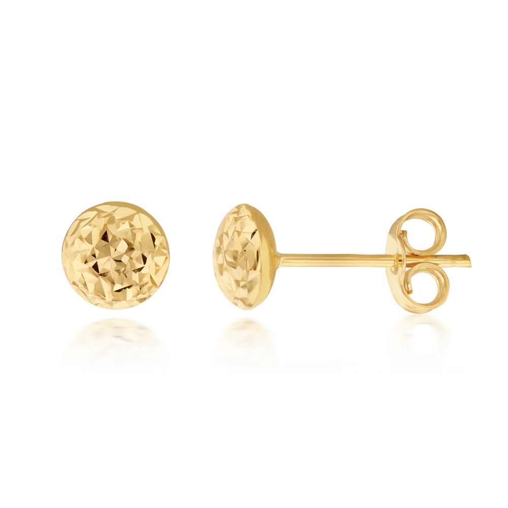 9ct Yellow Gold Textured 5.5mm Stud Earrings
