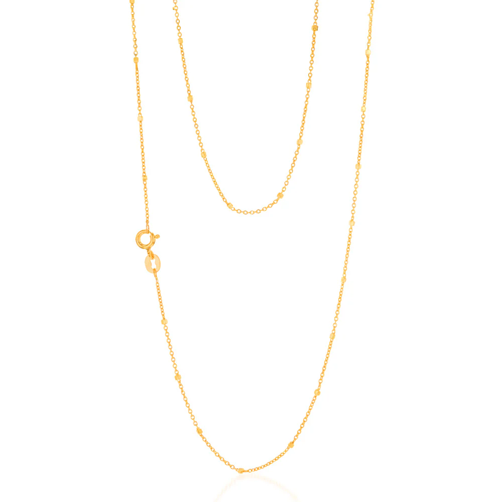 9ct Yellow Gold Tight Cable Square Ball 45cm Chain