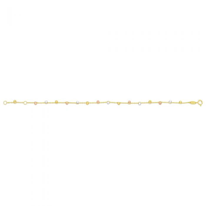 9ct Yellow Gold Trace Link Ball Charms 19cm Bracelet