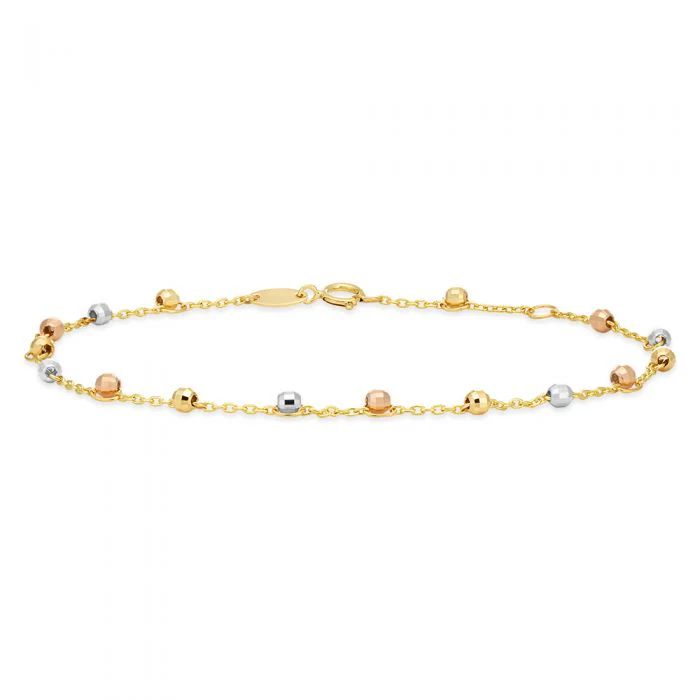 9ct Yellow Gold Trace Link Ball Charms 19cm Bracelet - Image 2