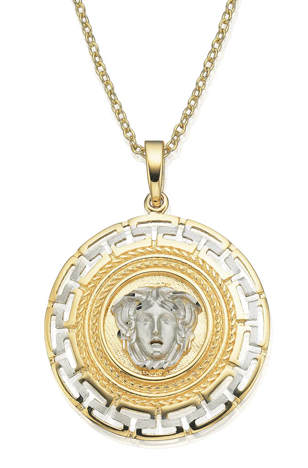 9ct Yellow Gold & White Gold Key of Life Medusa Pendant