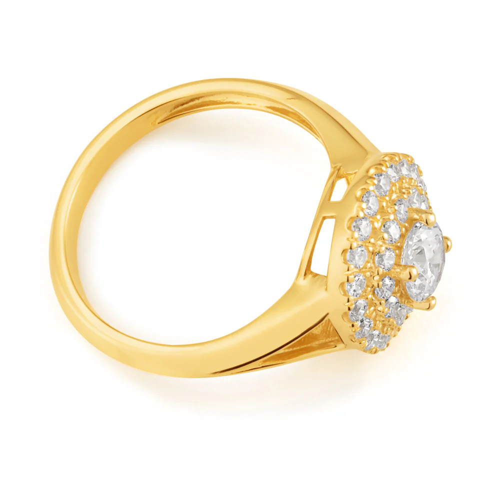 9ct Yellow Gold Zirconia Round Fancy Ring - Image 3