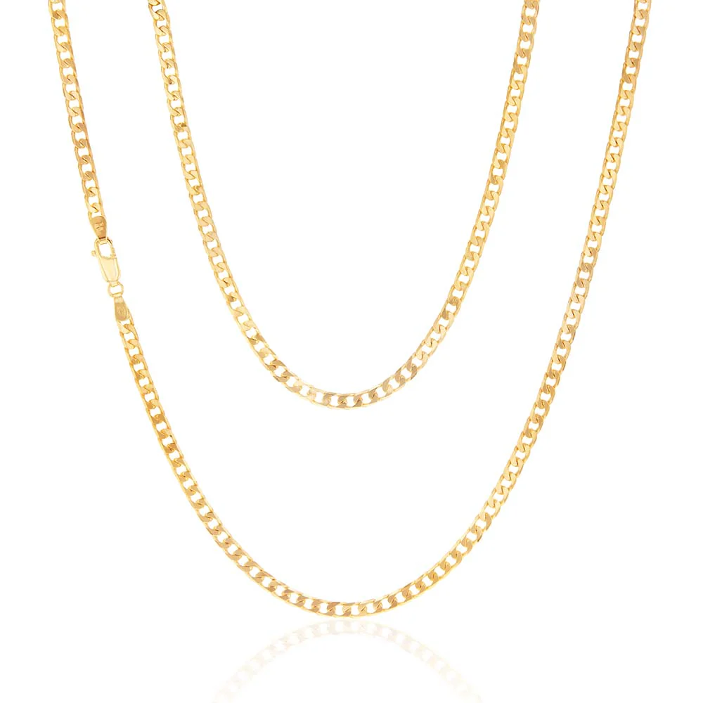 9ct Yellow Solid Gold 120 Gauge Curb 60cm Chain