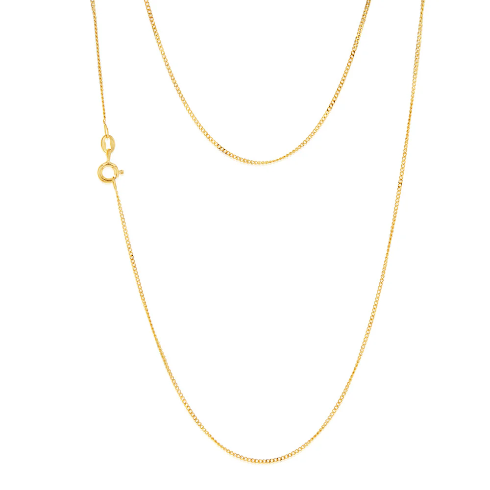 9ct Yellow Solid Gold 31 Gauge Curb 41cm Chain
