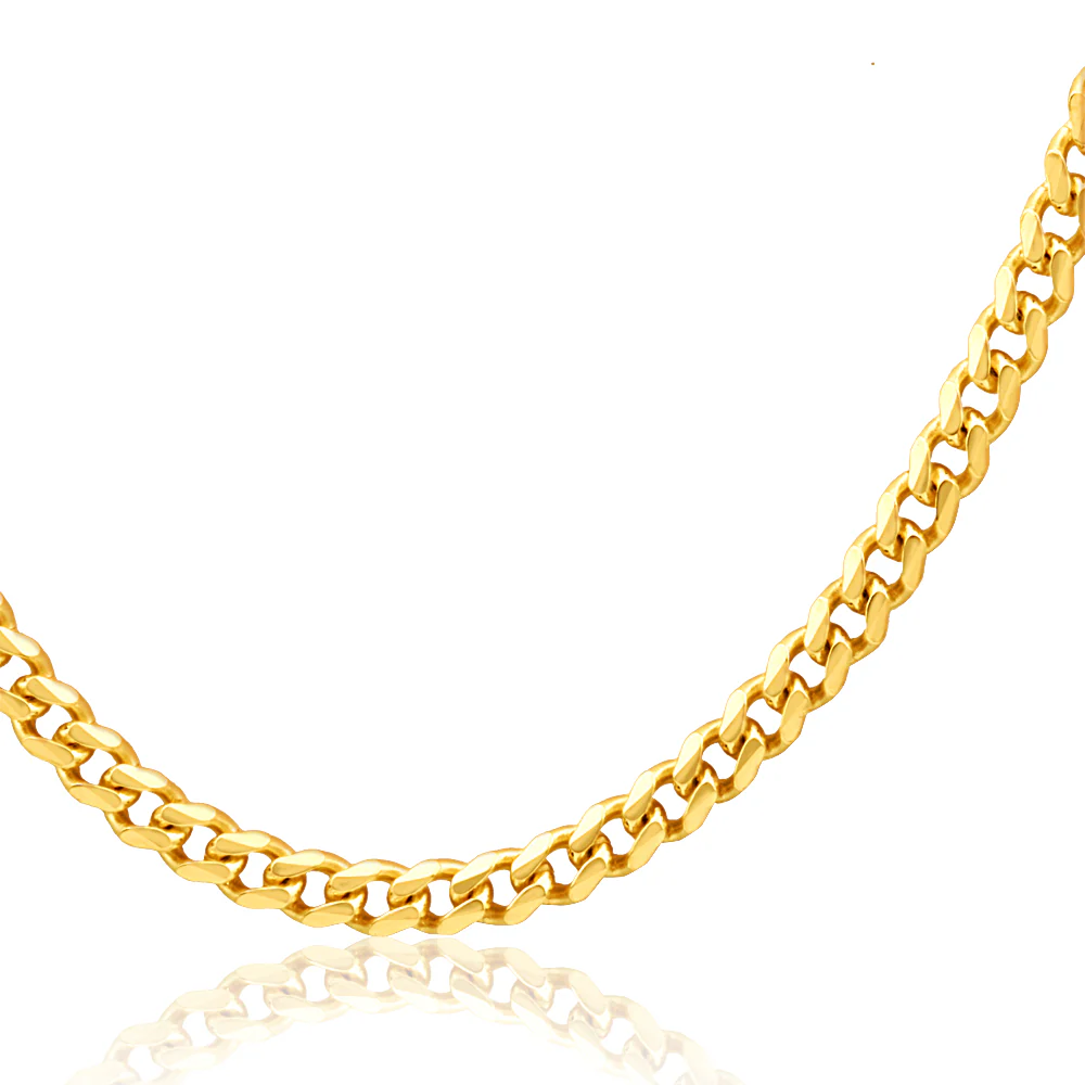 9ct Yellow Solid Gold 50cm 60 Gauge Curb Chain - Image 2