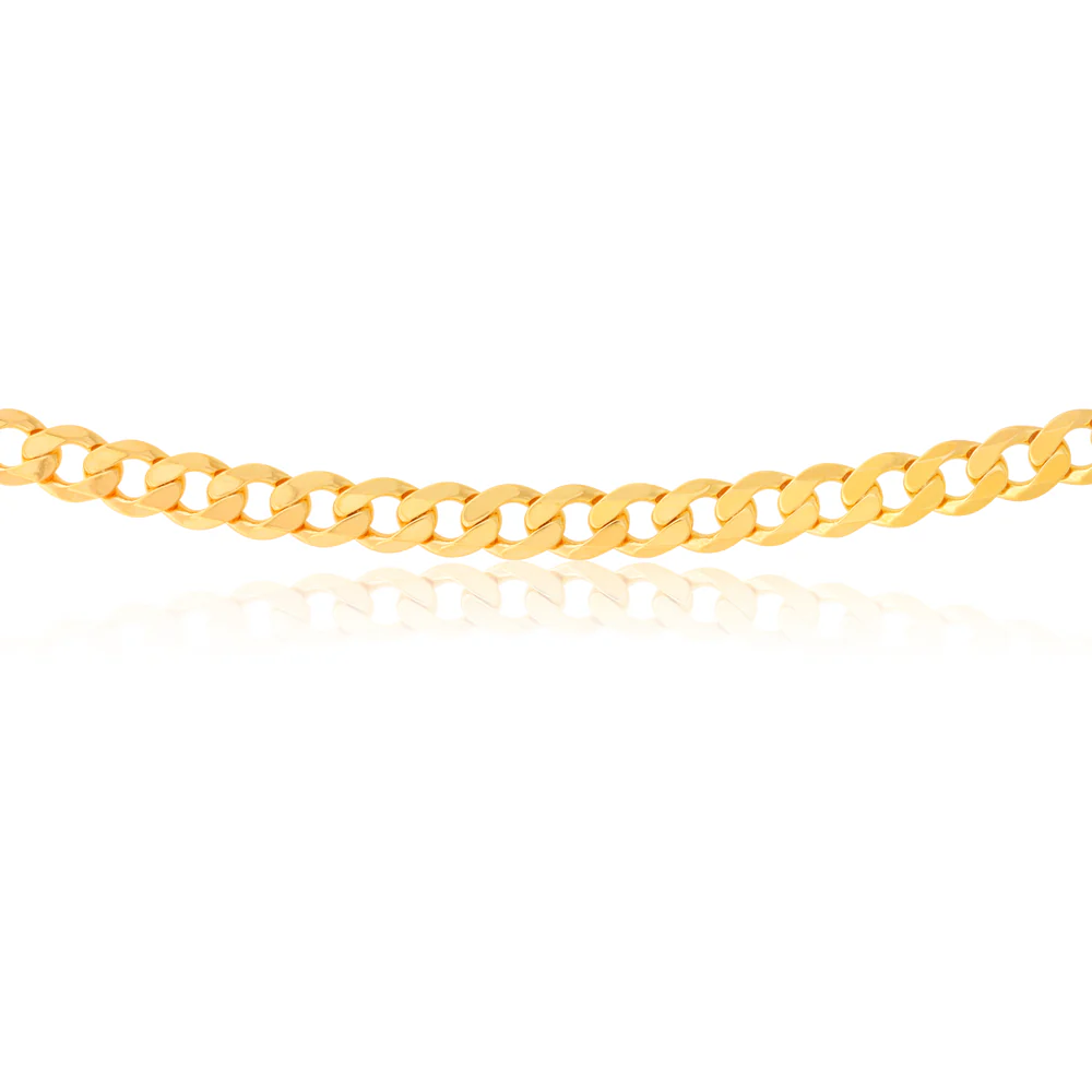 9ct Yellow Solid Gold Curb Chain 50cm in 150 Gauge - Image 2