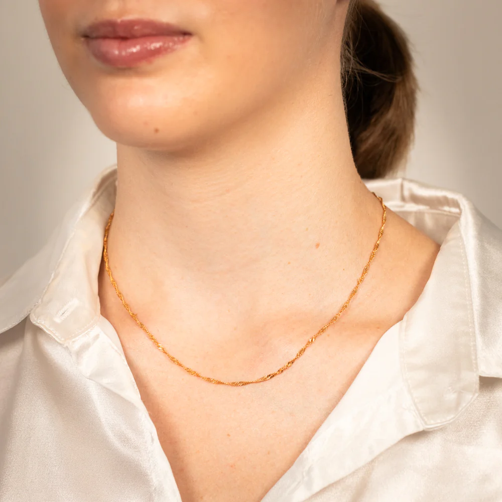 9ct Yellow Solid Gold Singapore 40cm Chain 30 Gauge - Image 2