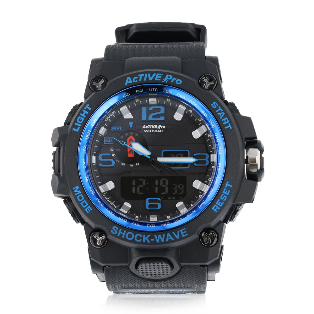 Active Pro 1545D Digital Black Blue Sports Watch