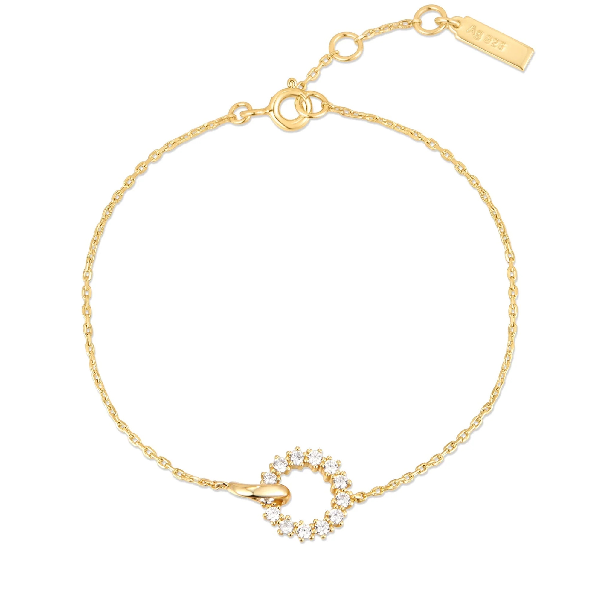 Ania Haie Gold Interlinked Circles Pave Bracelet - Image 3