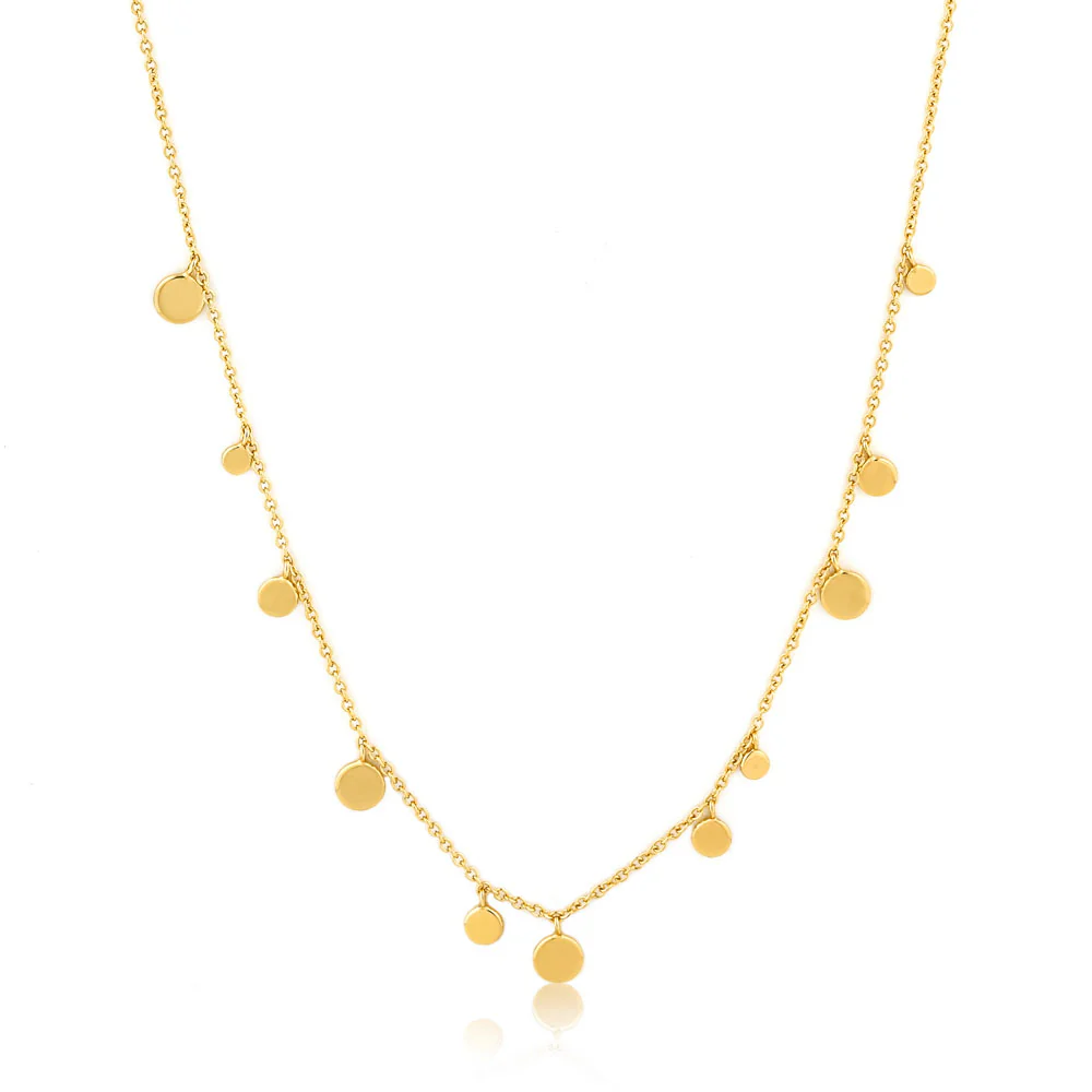 Ania Haie Gold Plated Sterling Silver Geometry Class Mixed Disk Necklace
