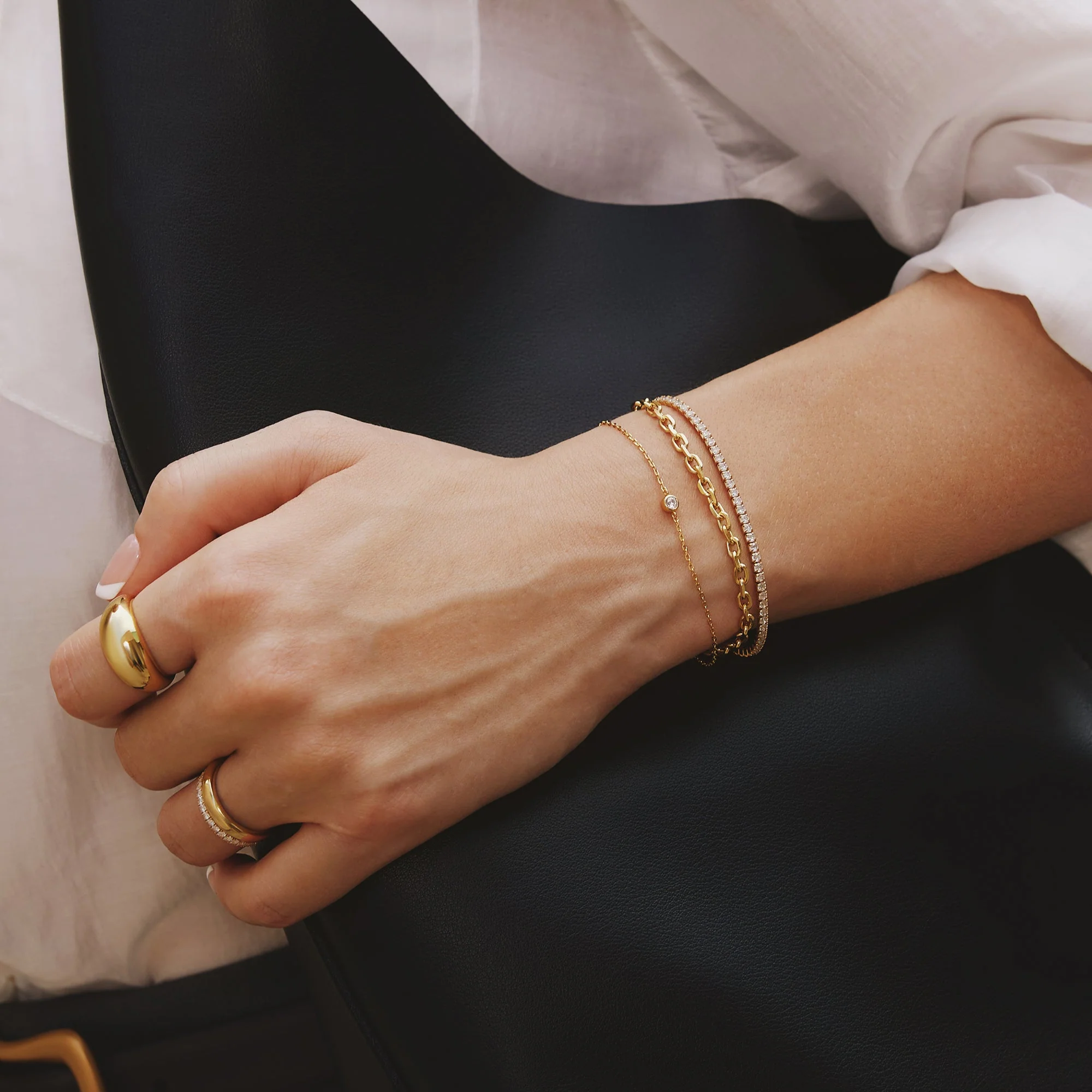 Ania Haie Gold Sparkle Bezel Bracelet - Image 4