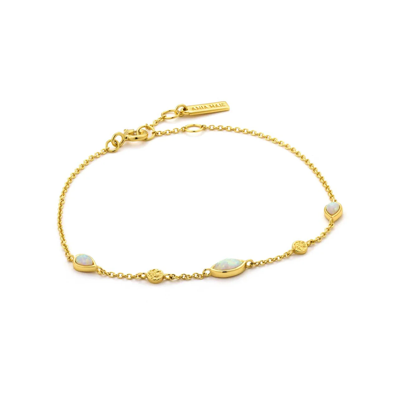 Mineral Opal Colour Yellow Gold Bracelet