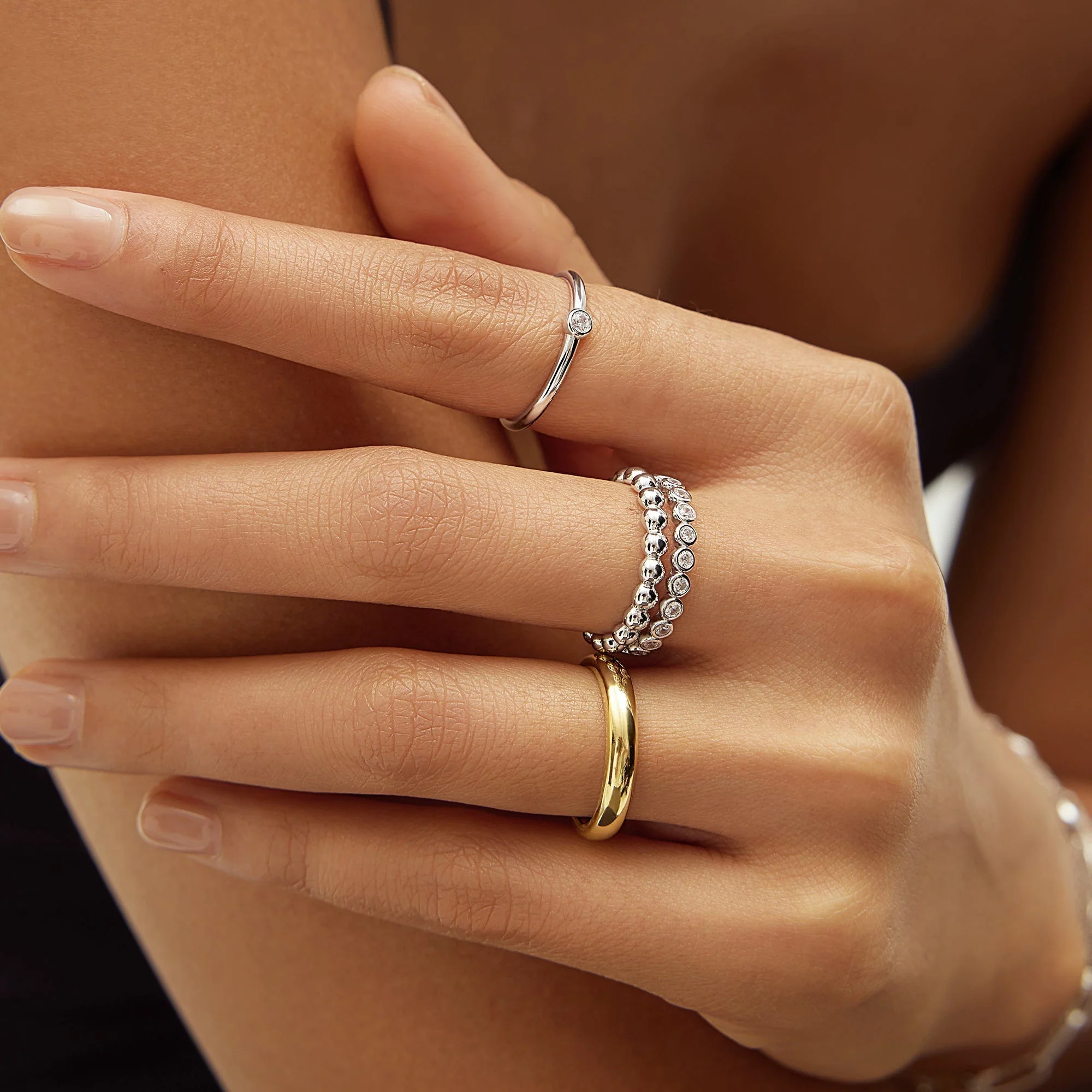 Ania Haie Silver Bezel Set Ring - Image 3