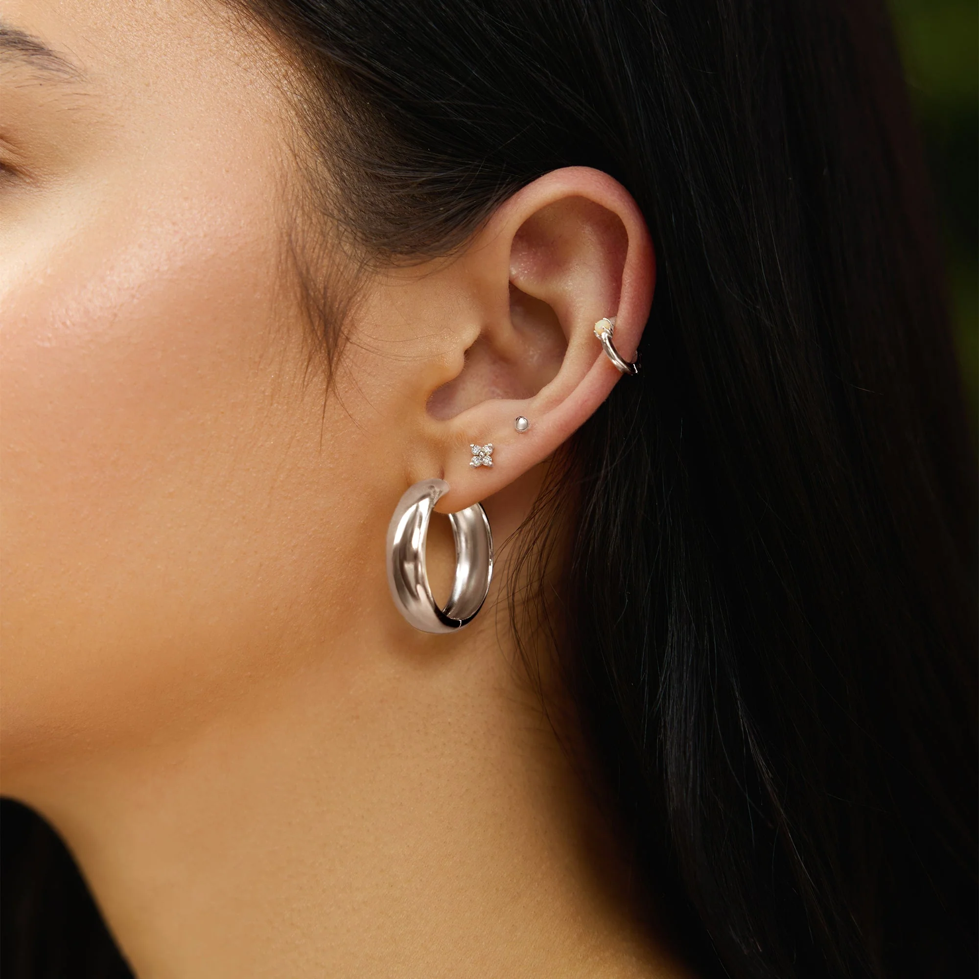 Ania Haie Silver Four-Petal Stud Earrings - Image 3