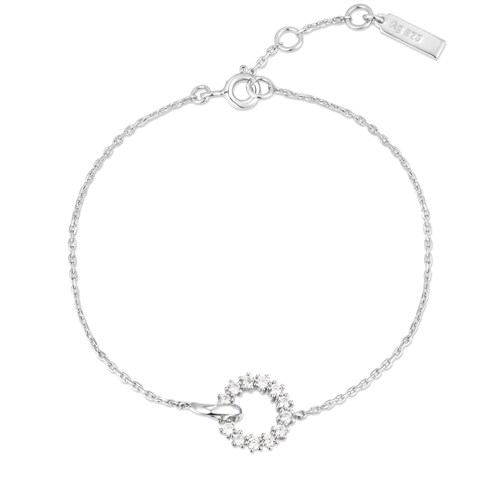 Ania Haie Silver Interlinked Circles Pave Bracelet - Image 2