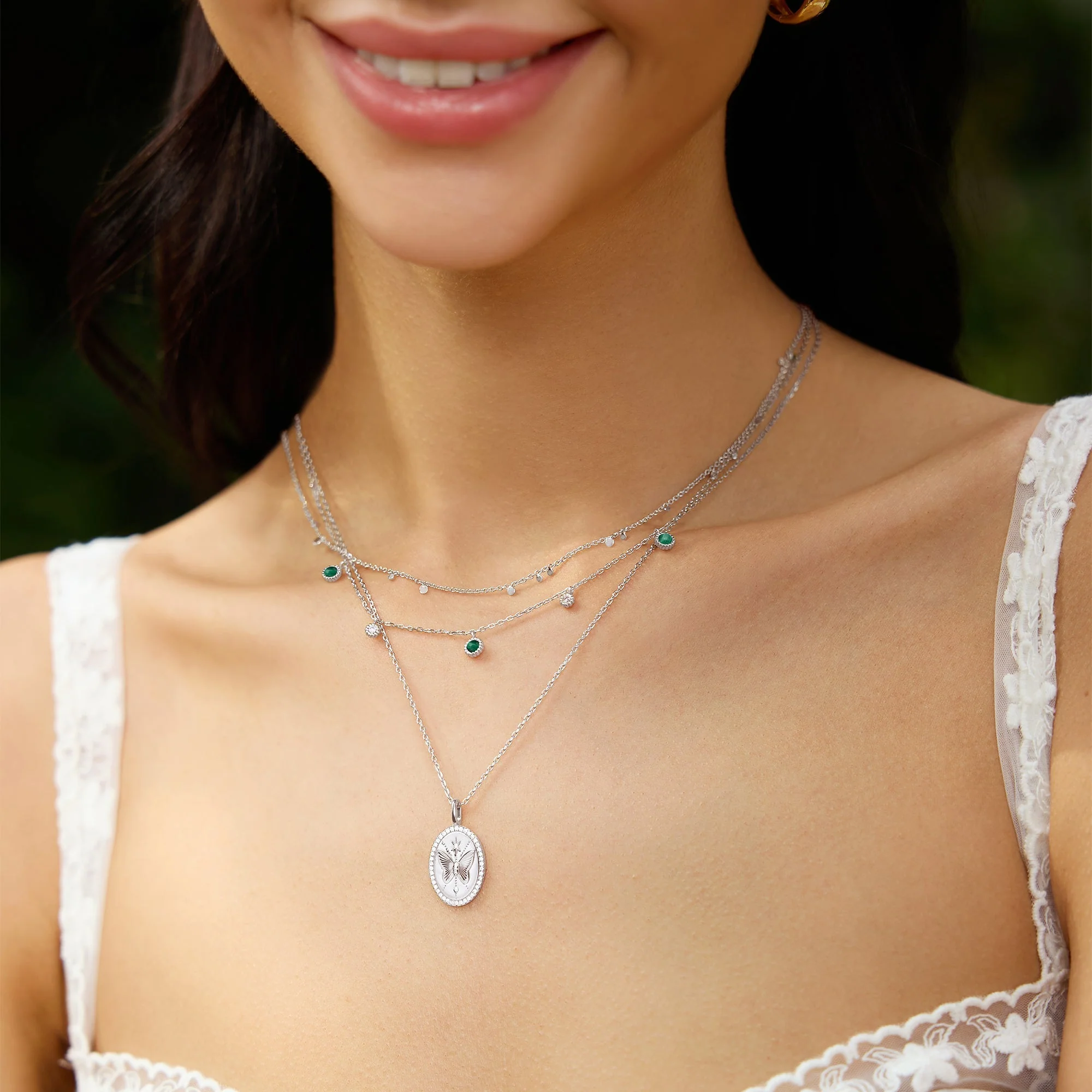 Ania Haie Silver Malachite Station Necklace - Image 3