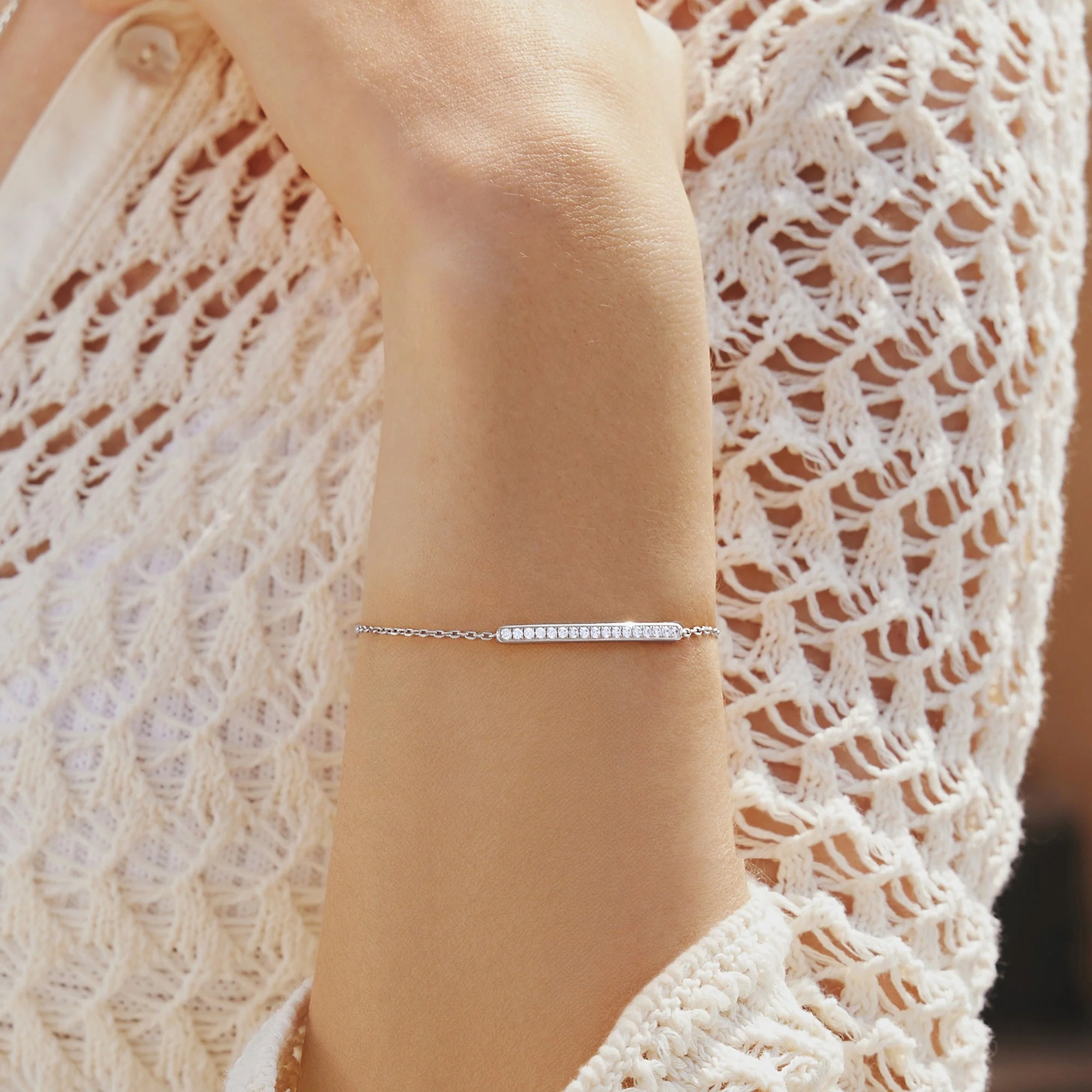 Ania Haie Silver Pave Bar Bracelet - Image 4