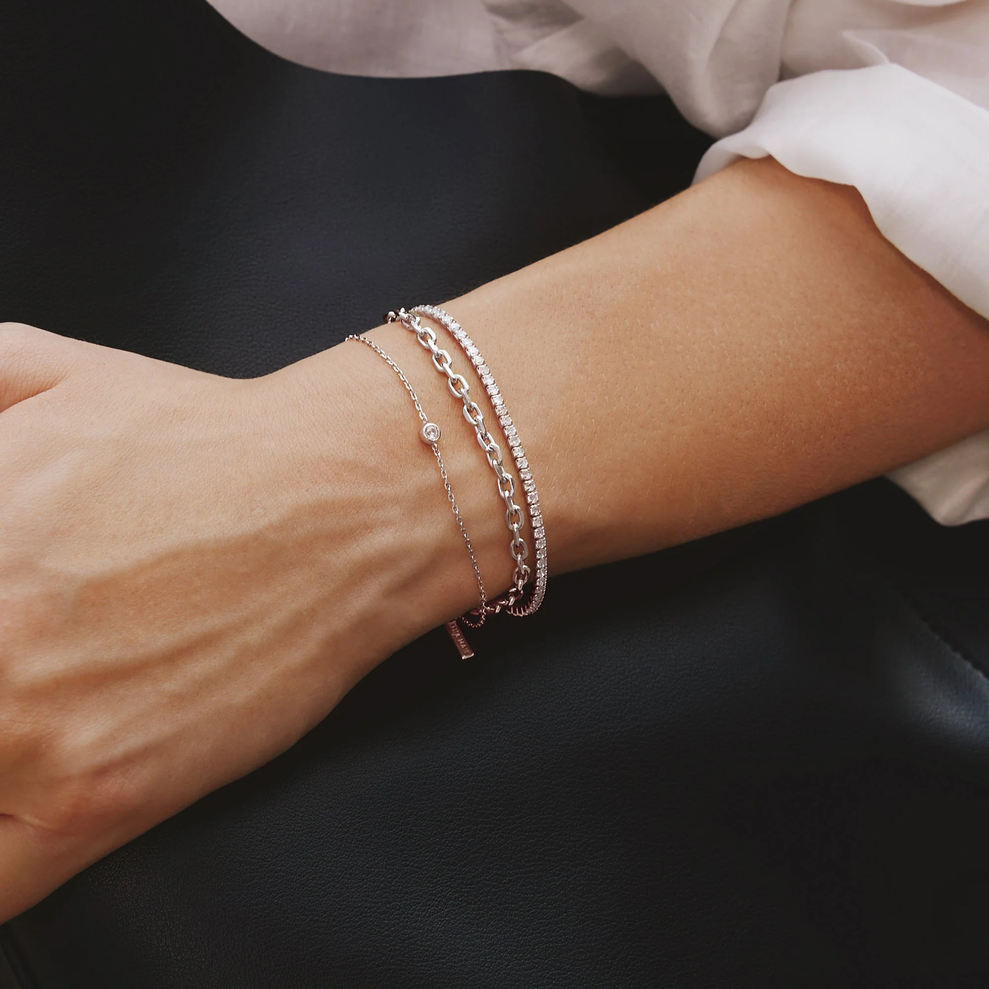 Ania Haie Silver Sparkle Bezel Bracelet - Image 4